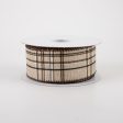 1.5  Cornelia Plaid Ribbon: Brown, Black & White (10 Yards) For Sale