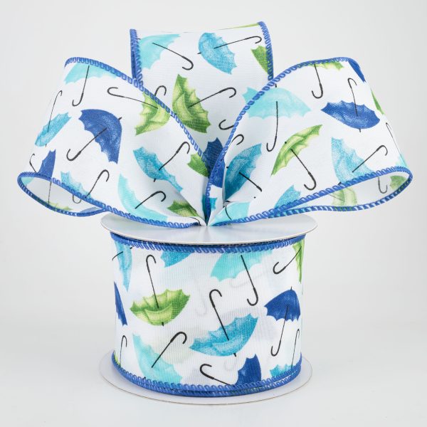 2.5  Umbrella Ribbon: Blue & Green (10 Yards) Fashion