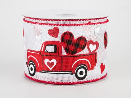 2.5  Valentines Truck Ribbon: White (10 Yards) Hot on Sale