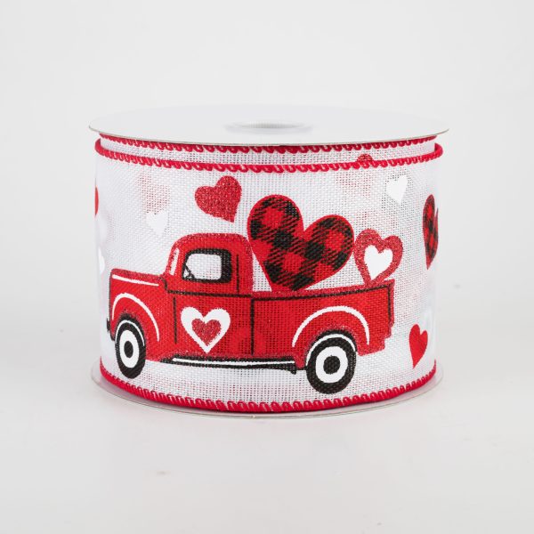 2.5  Valentines Truck Ribbon: White (10 Yards) Hot on Sale