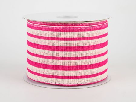 2.5  Vertical Variated Stripes Ribbon: Ivory & Pink (10 Yards) Fashion