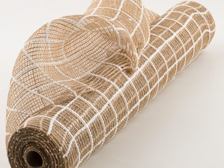 21  Burlap Fuzzy Grid Mesh: Natural & White Hot on Sale