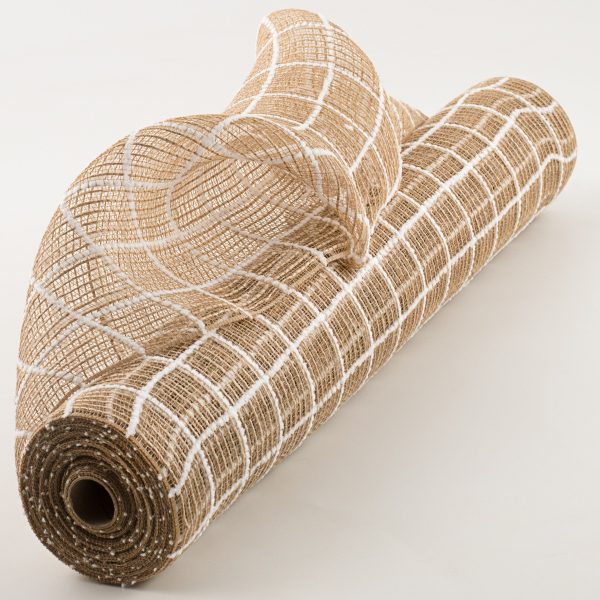 21  Burlap Fuzzy Grid Mesh: Natural & White Hot on Sale