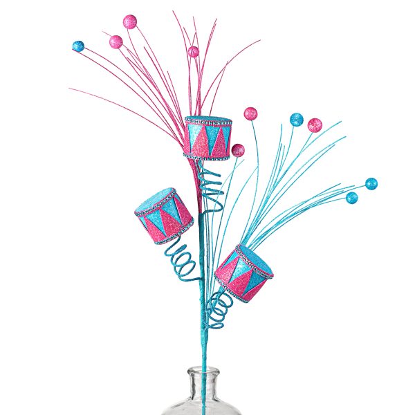 33  Nutcracker Drum Spray: Pink & Blue Hot on Sale