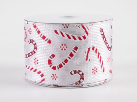 2.5  Textured Satin Candy Cane Glitter Ribbon: Red (10 Yards) Hot on Sale