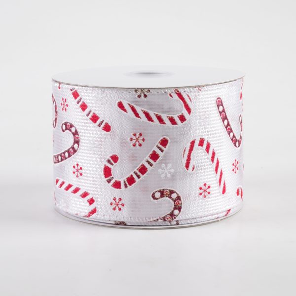 2.5  Textured Satin Candy Cane Glitter Ribbon: Red (10 Yards) Hot on Sale