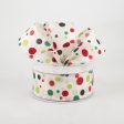 1.5  Christmas Dots Ribbon: Ivory (10 Yards) Supply