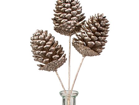 12  Metallic Pinecone Pick: Champagne Online Sale