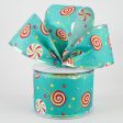 2.5  Whimsy Candy Iridescent Edge Ribbon: Teal (10 Yards) Online