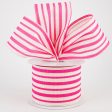 2.5  Vertical Variated Stripes Ribbon: Ivory & Pink (10 Yards) Fashion