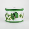 2.5  Shamrock Leprechaun Hat Ribbon: White (10 Yards) For Discount