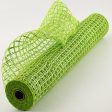 21  Wide Weave Metallic Mesh: Lime Green Check Fashion