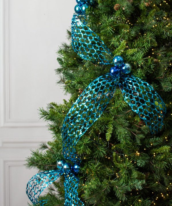 5  Glitter Chicken Wire Ribbon Garland: Turquoise Blue (10 ) For Discount