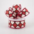 1.5  Claire Plaid Ribbon: Ivory, Red, Black (10 Yards) For Discount