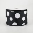 2.5  White Glitter Big Dot Satin Ribbon: Black (10 Yards) Cheap