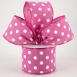 2.5  Stiff Linen Polka Dot Ribbon: Fuchsia Pink (10 Yards) Online