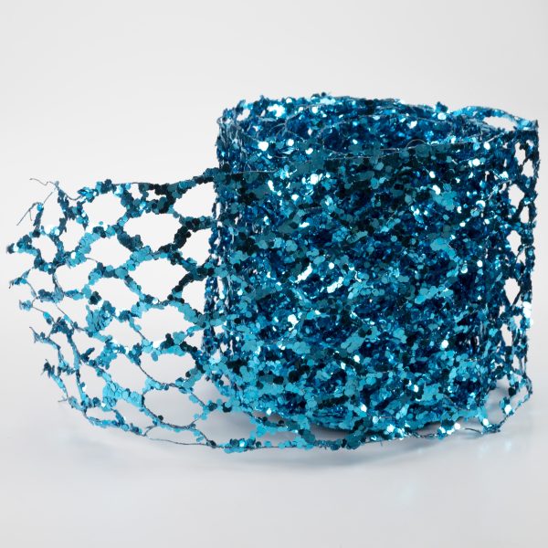 5  Glitter Chicken Wire Ribbon Garland: Turquoise Blue (10 ) For Discount