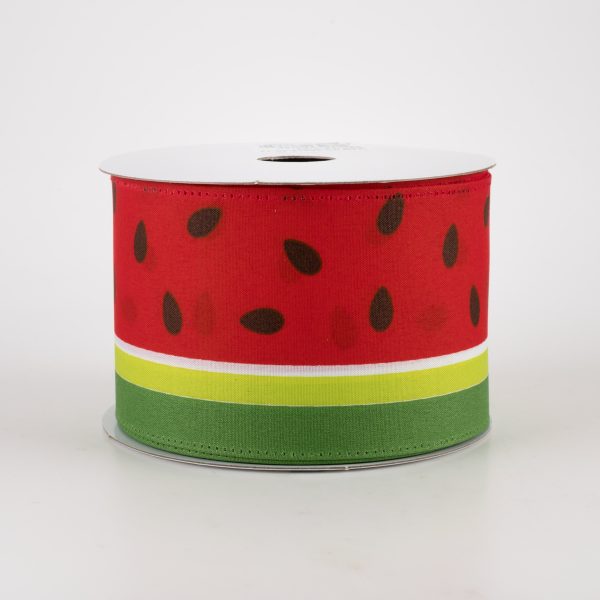 2.5  Watermelon Slice Satin Stripe Ribbon (10 Yards) Online Hot Sale