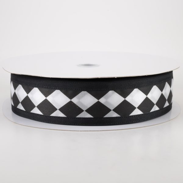 1.5  Black & White Harlequin Ribbon (50 Yards) Discount