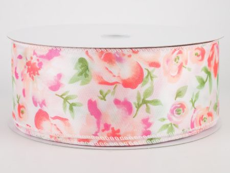 2.5  Watercolor Roses Ribbon: Blush (50 Yards) Cheap