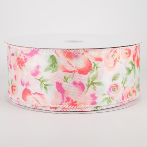 2.5  Watercolor Roses Ribbon: Blush (50 Yards) Cheap