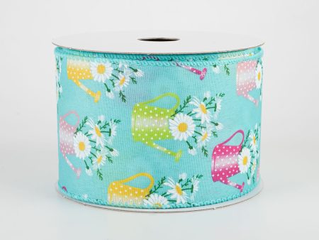 2.5  Watering Can Ribbon: Aqua (10 Yards) Supply