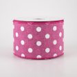 2.5  Stiff Linen Polka Dot Ribbon: Fuchsia Pink (10 Yards) Online