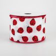 2.5  White Satin Ladybugs Ribbon (10 Yards) Fashion