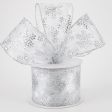 2.5  Sheer Metallic Snowflake Ribbon: Silver (10 Yards) Hot on Sale