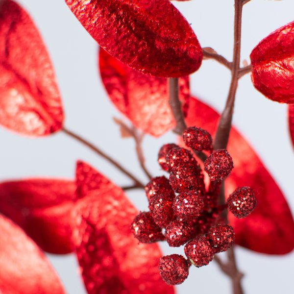 12  Metallic Leaf Glitter Berry Pick: Red Discount