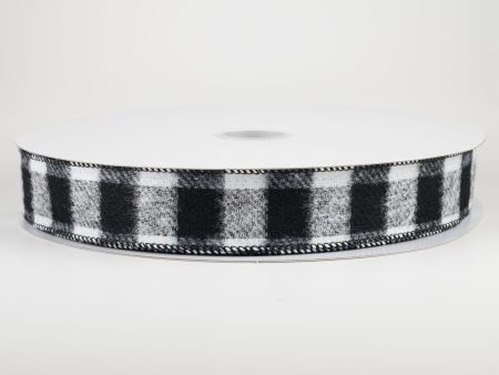 1.5  Brushed Buffalo Plaid Ribbon: Black & White (50 Yards) Fashion