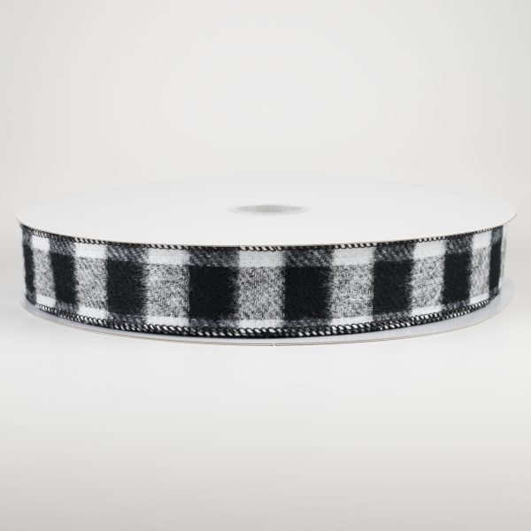 1.5  Brushed Buffalo Plaid Ribbon: Black & White (50 Yards) Fashion