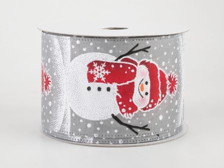 2.5  Snowman In Beanie Ribbon: Grey (10 Yards) Online Sale