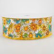 2.5  Watercolor Daisies Ribbon: Yellow & Teal (50 Yards) For Discount