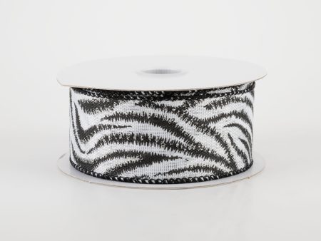 1.5  Black & Silver Zebra Stripe Ribbon (10 Yards) For Sale