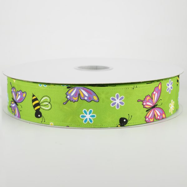 1.5  Butterflies & Bees Ribbon: Lime (50 Yards) Online Sale