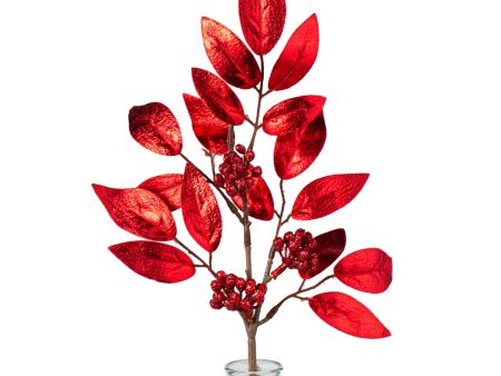 12  Metallic Leaf Glitter Berry Pick: Red Discount