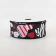 1.5  Cheetah, Zebra, Dot, Stripe Hearts Ribbon: Black (10 Yards) Supply