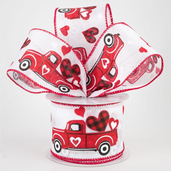 2.5  Valentines Truck Ribbon: White (10 Yards) Hot on Sale