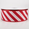 2.5  White Glitter Candy Cane Stripe Ribbon (50 Yards) Online now