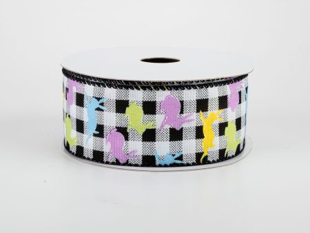 1.5  Buffalo Plaid With Pastel Bunnies Ribbon (10 Yards) For Cheap