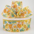 2.5  Watercolor Daisies Ribbon: Yellow & Teal (50 Yards) For Discount