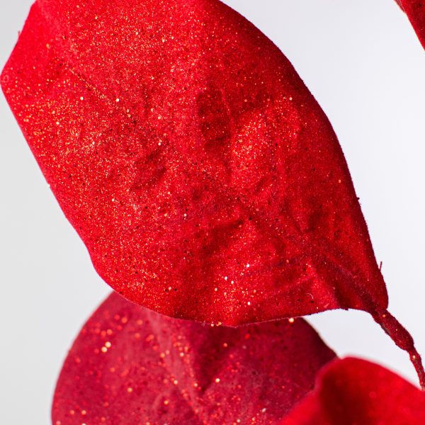 33  Flocked Glitter Magnolia Spray: Red Discount