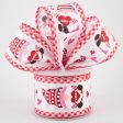 2.5  Valentine s Day Gnomes Red Gingham Edge Ribbon (10 Yards) Discount