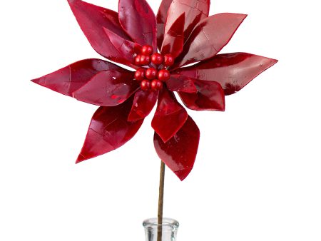 [IMPERFECT] 23  Lacquer Poinsettia Stem: Red For Sale