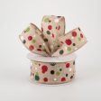 1.5  Christmas Dots Ribbon: Natural (10 Yards) For Discount