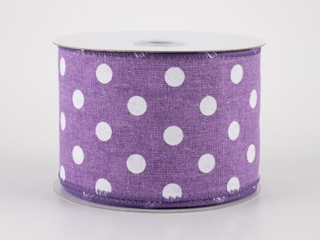 2.5  Stiff Linen Polka Dot Ribbon: Purple (10 Yards) Supply