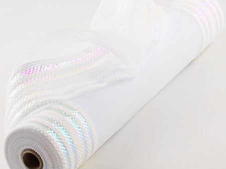 21  Fuzzy & Metallic Border Mesh: White Online Hot Sale