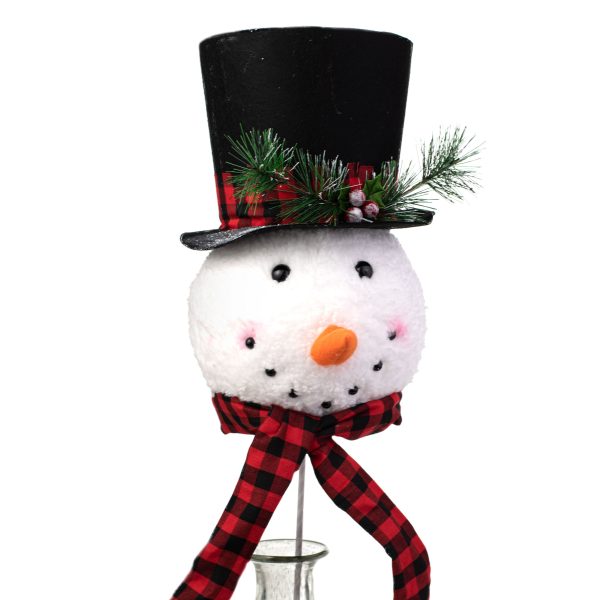 13.5  Snowman Head Tree Topper With Pick: Buffalo Plaid Online