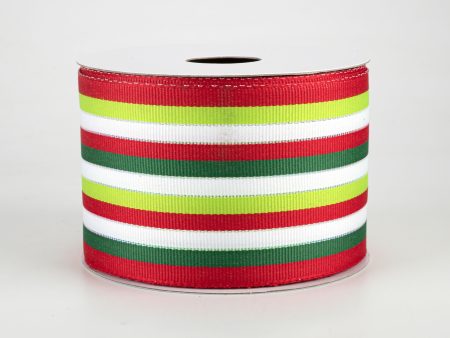 2.5  Stripe Grosgrain Wired Ribbon: Christmas Holiday (10 Yards) on Sale